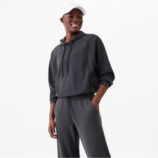NWT Athleta Women's Seasoft Bubble Hem Hoodie in Black