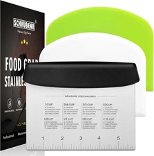 SCHVUBENR Premium Dough Scraper Set with 2 Flexible Bowl Scrapers