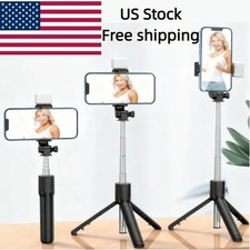 Black Bluetooth Selfie Stick Tripod Remote For iPhone Android US Free Ship