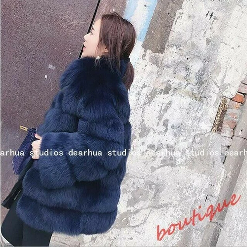 Women's Stand Collar Faux Fur Coat Mid Long Furry Casual Parka coat - Bild 35 von 38