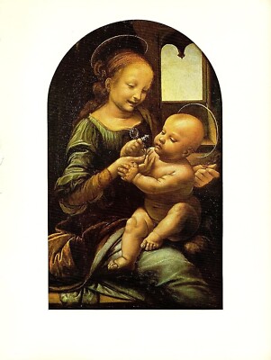 1974 Vintage LEONARDO DA VINCI ''BENOIS MADONNA'' Color Offset Lithograph Print