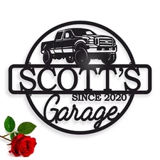 Personalized Metal Name Garage Sign Custom Plaque Workshop American Car Pickup