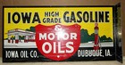 Great Iowa Gas & Oil Flange Sign, Heavy Steel, Great Color & Graphics — photo 1