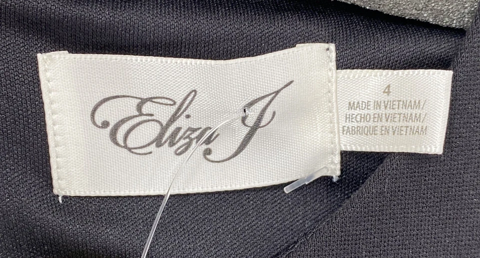 Eliza J Black 3/4 Bell Sleeve White Trim Tiered Fit & Flare Dress Women’s Sz 4 - Image 4 of 4