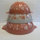 PYREX Pink Gooseberry Set of 3 Cinderella Mixing Bowls 442 443 444