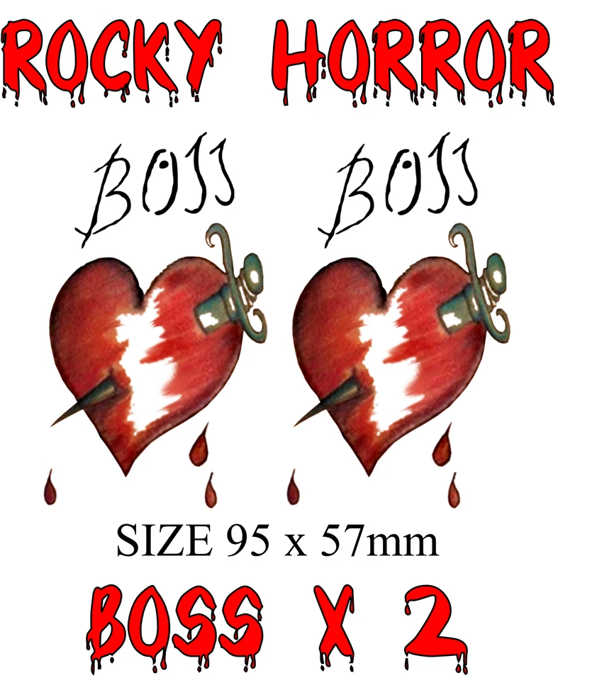 Adult Size Rocky Horror Frank N Furter BOSS Tattoo x2 Great for Fancy Dress.