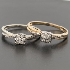 9ct Gold 0.10ct Diamond Cluster Ring Size K, L, M, O 1/2