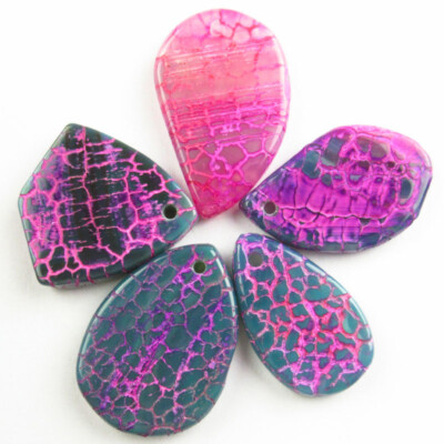 5Pcs Green Peachblow Fire Agate Different Shapes Pendant Bead SJ99939