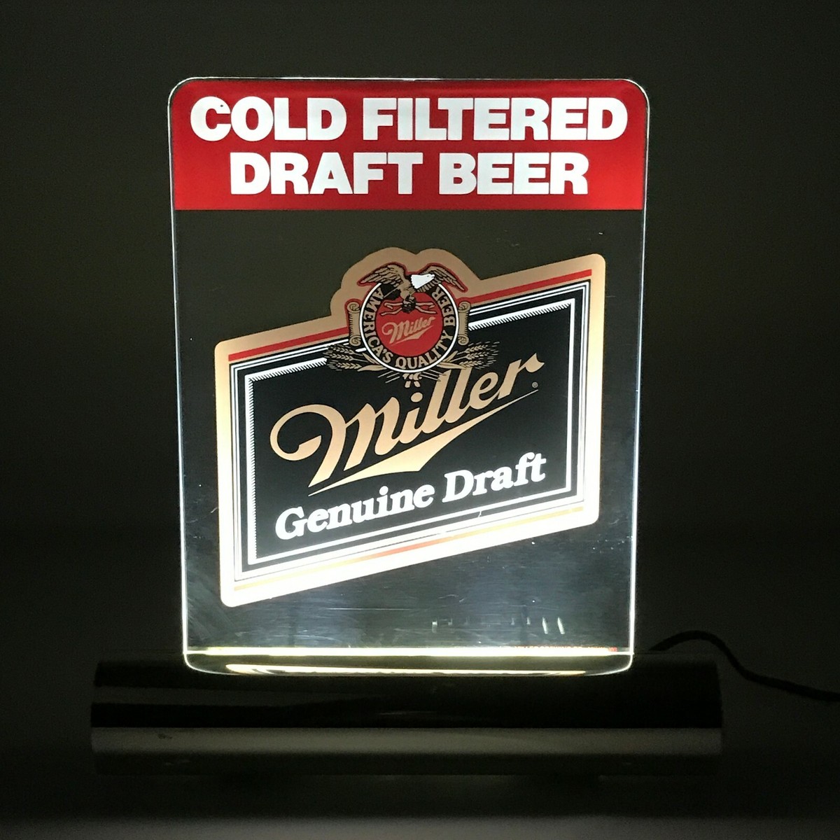 Vintage 1980's Miller Genuine Draft Cold Filtered Draft Beer Light