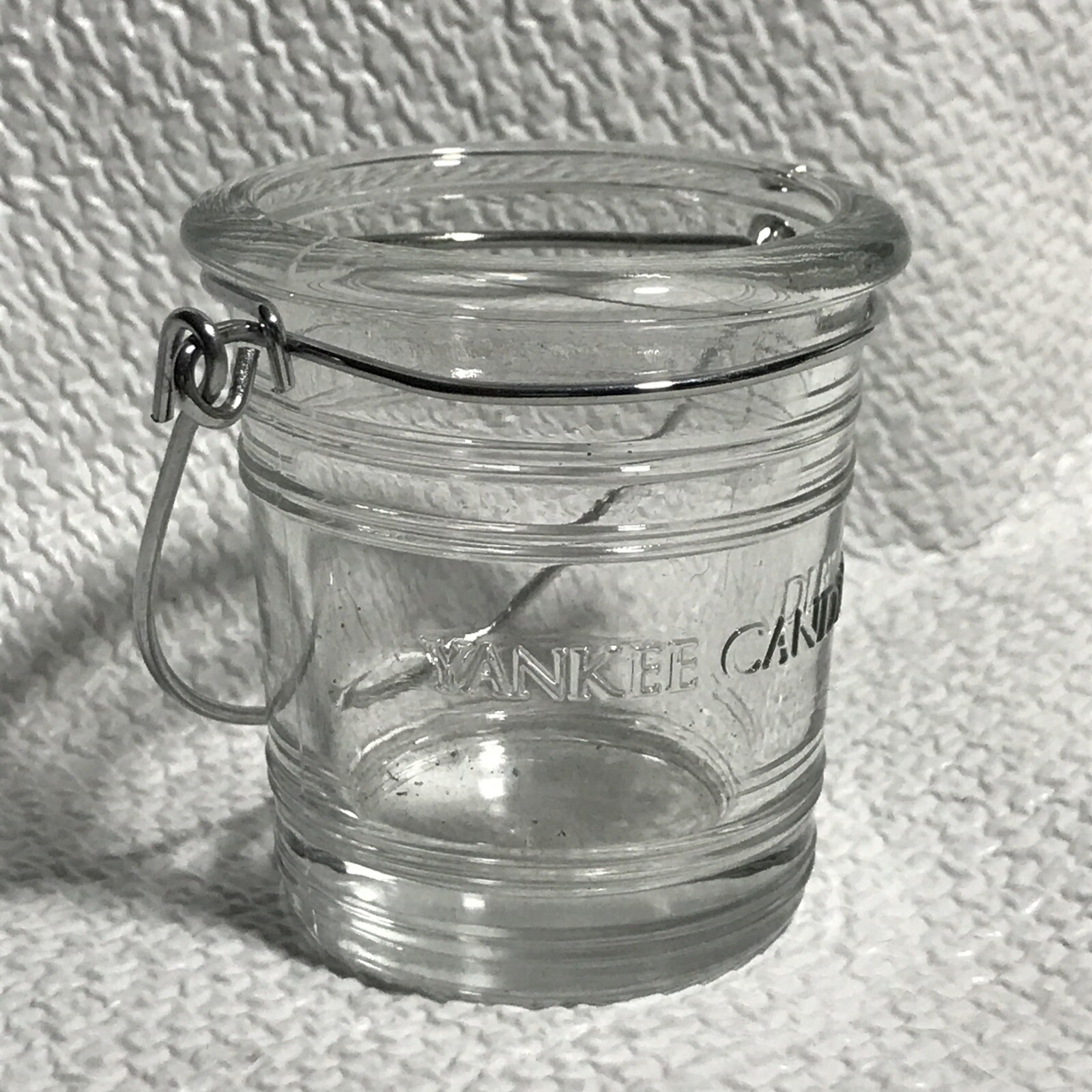 Yankee Candle Clear Glass Bucket Pail Votive Tea Light Holder Beach