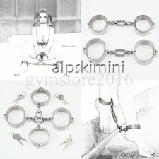Stainless Steel Constraint Handcuffs Ankle Cuffs Restraints Shackles Slave Games