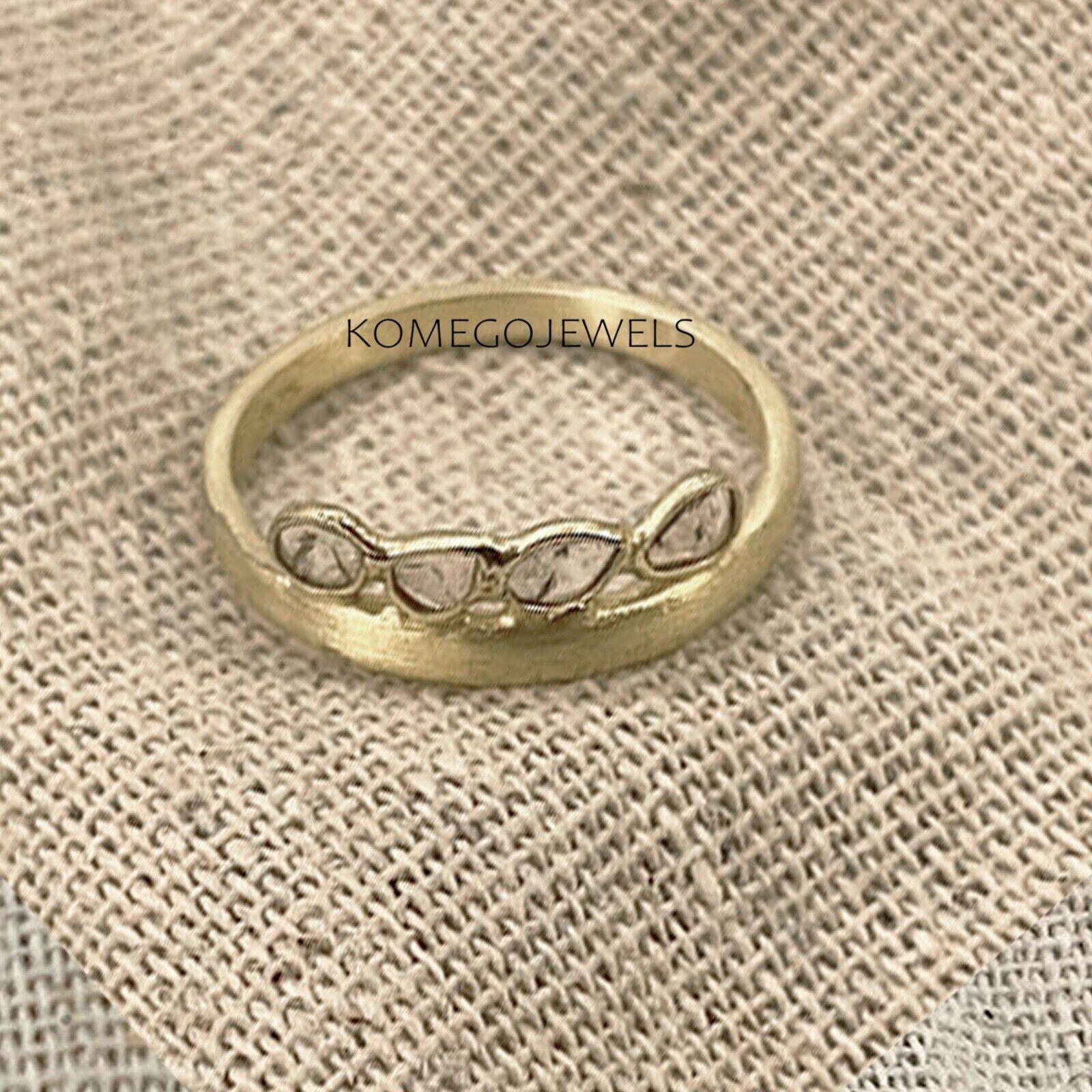 Minimalist Band Natural Polki Diamond Slice Anniversary Ring for Women