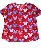 Size XL Disney Patriotic Mickey Mouse Performance Scrub Top Red White  Blue