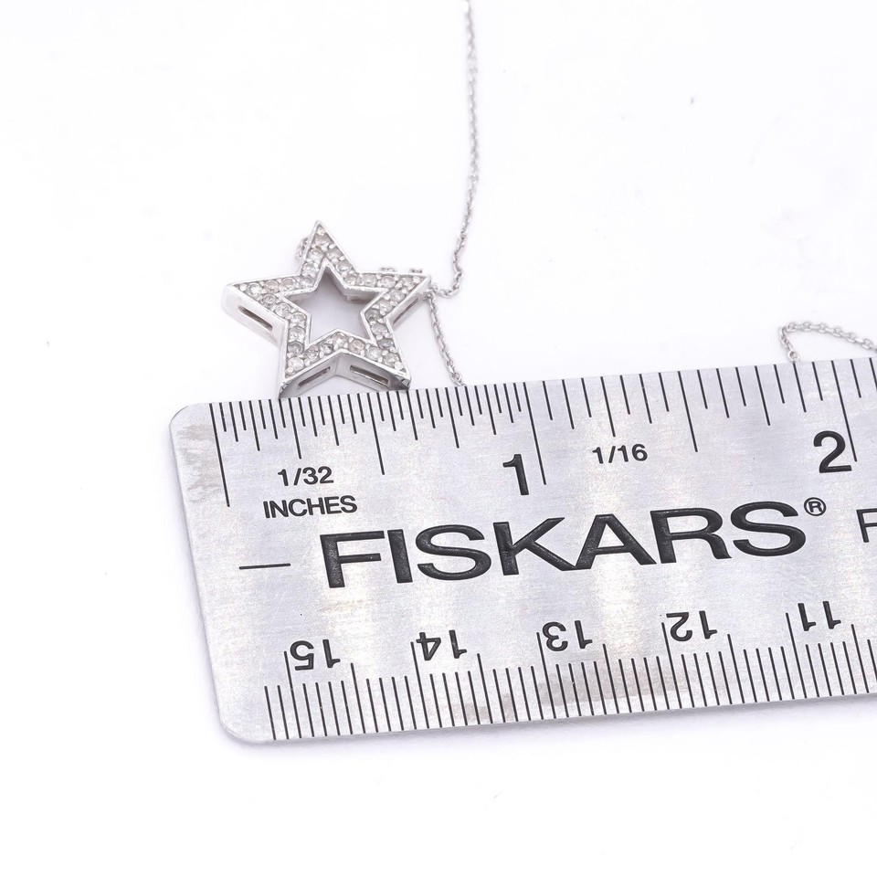 14k White Gold Jewelry 0.25CT Diamond Star Pendant Necklace eBay