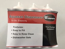 12 oz Clear Plastic Squeeze Bottle -  6 Pack