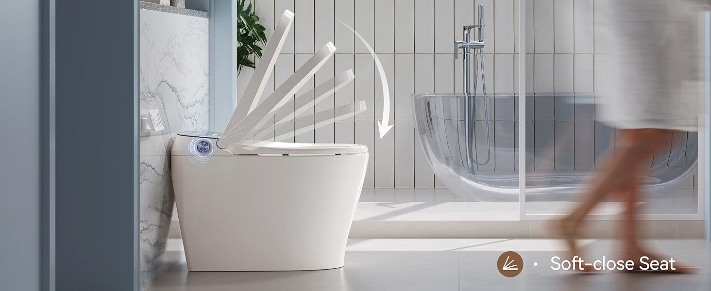 Smart Toilet with Pump-assist Flush and Kick Flush Bidet Warm Water heated seat