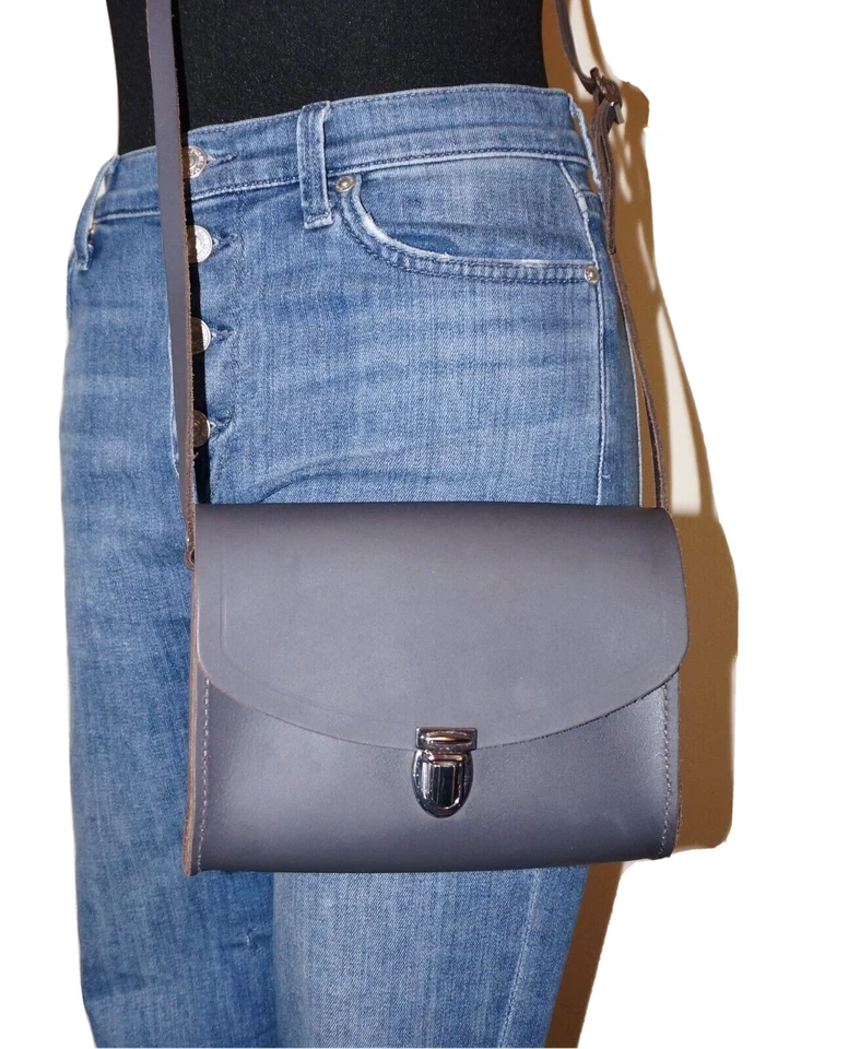 THE CAMBRIDGE SATCHEL CO. Small Gray Leather 5 x 7 Mini Crossbody - Image 2 of 4