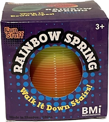 Jouet ancien plastique arc-en-ciel ressort magique slinky en boite