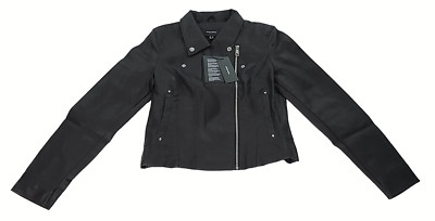 Vero Moda Jacket Womens Size Medium M Short Coated Faux Leather Black