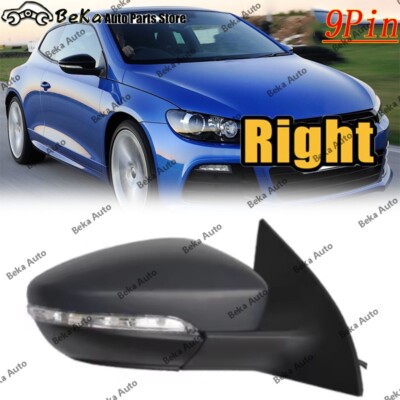 For VW Scirocco 2009-2016 Right side Door Rearview Mirror Assembly 9PIN Black