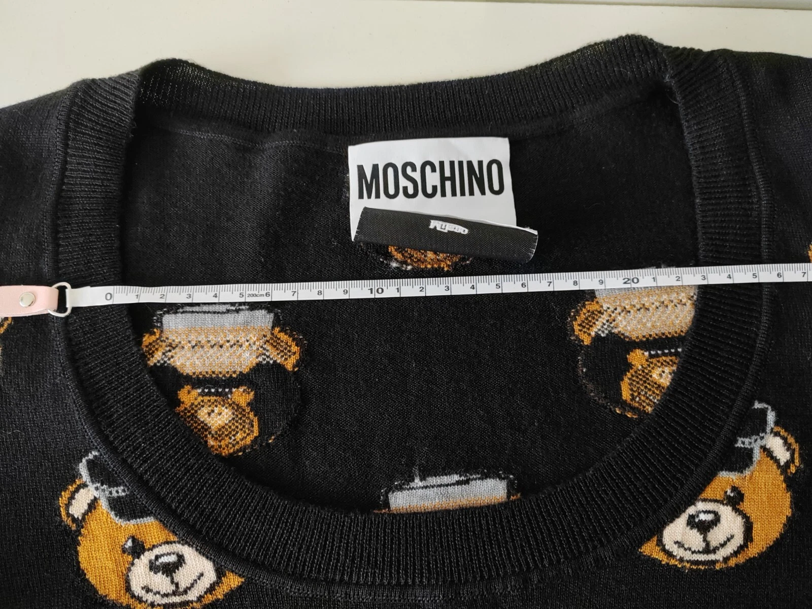 Moschino Couture Mini Abito Nero Orsacchiotto Lana Vergine Taglia UK 12