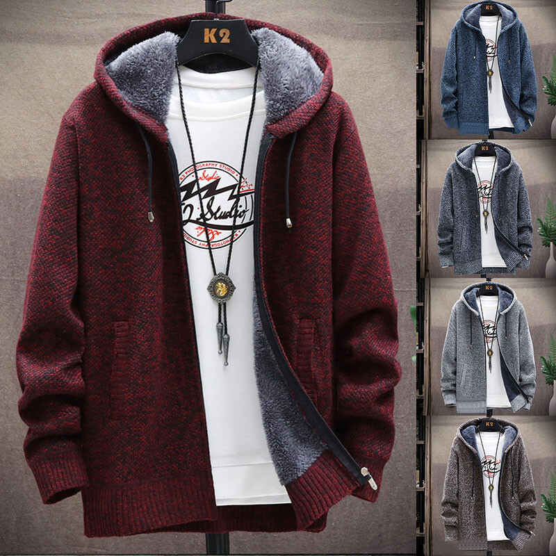 mens hooded zip sweater
