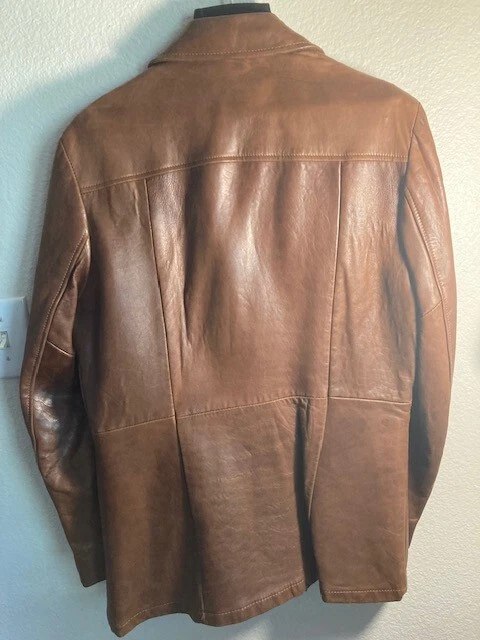 ROBERT LEWIS IDEA, Vintage, Años 70, Piel de Cordero, Chaqueta de Cuero, Talla 44, Marrón Foto 3 de 4