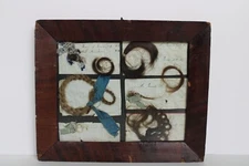 Antique 19th Century Victorian Memorial Human Hair Mourning Braids Veneer Frame