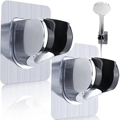 2Pack Shower Head Holder Bracket Wall Mounted Drill-Free Shower Wand Hose Holder