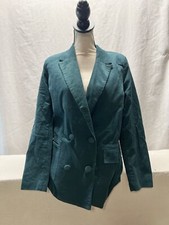 Nasty Gal Women's Blue Faux Corduroy Button Blacker Jacket Size 4 Business Chic