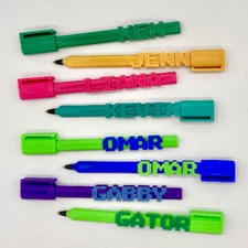 Custom Name Pens 3D Printed & Personalized (Reusable with BIC pen inks)