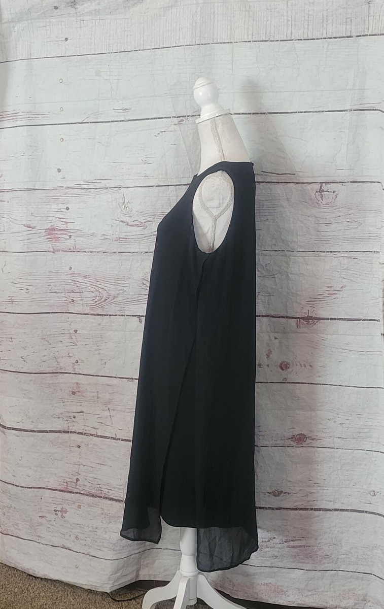 eileen fisher silk overlay dress Sheer Silk Georgette Layered Dress