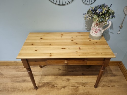 Small Pine Table Desk Console Hall Side Table Drawer Sideboard - Picture 2 of 9