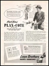 1949 Lowe Brothers Plax-Cote "Style-Tested" Paints & Varnishes Vintage Print Ad