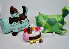 Aphmau Meemeows plush cat lot 3 11" 6" mint ice cream sundae emerald gemstone