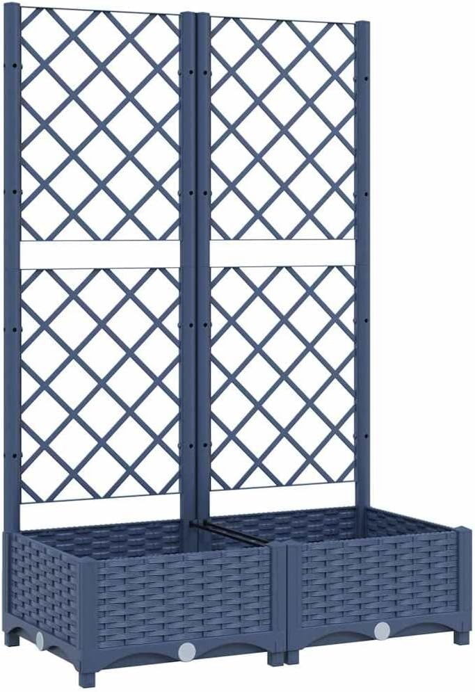 Jardinière avec treillis extérieur en bois de pin anthracite pour plantes grimpantes de balcon