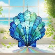 Seashell Acrylic Suncatcher, Ocean Inspired Shell Window Hanging Ornament decor