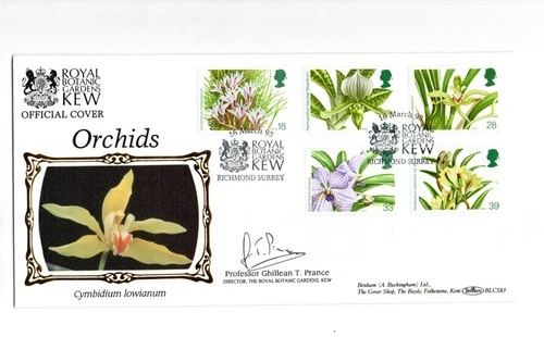 GB 1993 ORCHIDS KEW GARDENS FDC Benham Silk SIGNED By G Prance Autographed