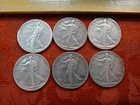 90% Silver Coin Lot of 6 Walking Liberty Half Dollars $3 Face Value Silver