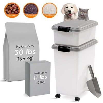 Dog Food Storage Container 30 lbs & 11 lbs Combo, Cat Food Storage Container