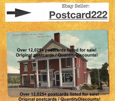 CT Watertown 1908-29 antique postcard SULLIVANS PHARMACY apollo chocolates