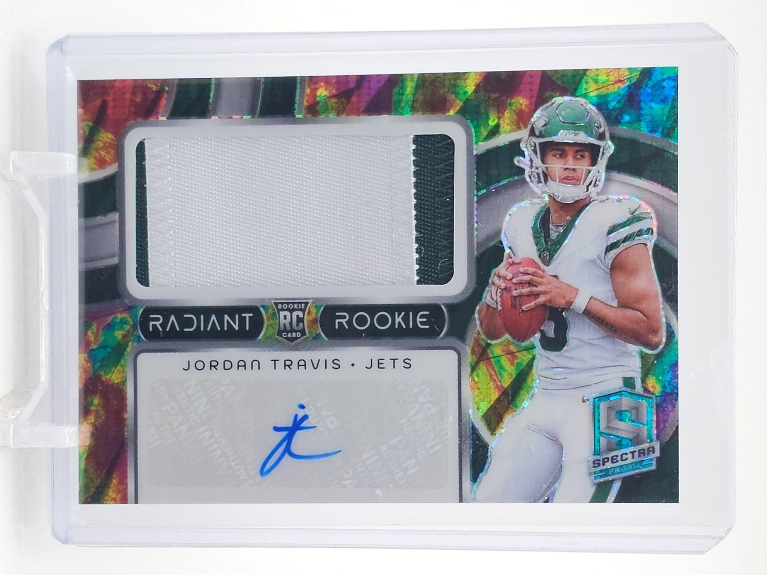 Jordan Travis Panini Spectra Radiant Rookie Patch Signatures #RRPJTS Celestial