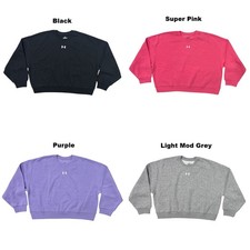 Under Armour Girls Soft Rival Fleece Oversized Pullover Crew Sweatshirt