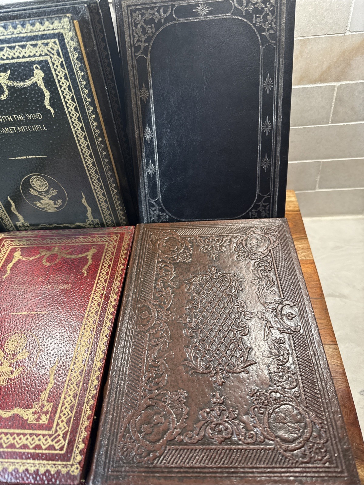 Decorative Faux Books Storage Boxes Wood Felt Lined Hollow Book Hide Lot Of 7