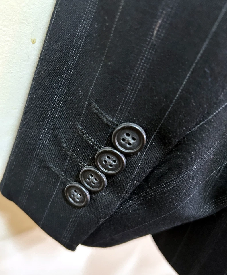 Tuck (It) Men's Suit XL Black W/ Gray Stripes Pants: 40 Waist 32 Length Xlnt - Image 4 of 4