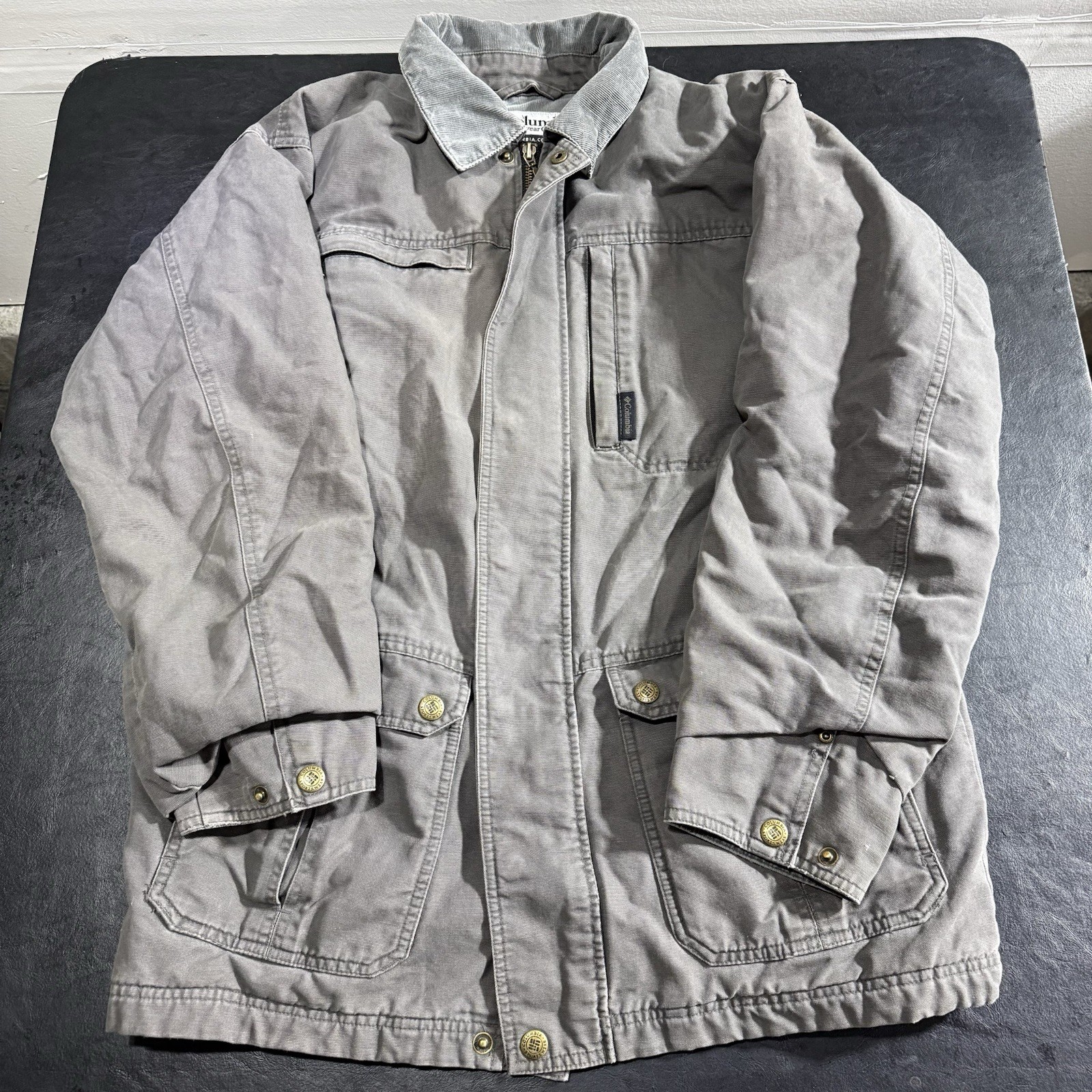 Columbia Men's Sz M Gray Barn Coat Field Chore Wool Lined Jacket Outdoor Pockets