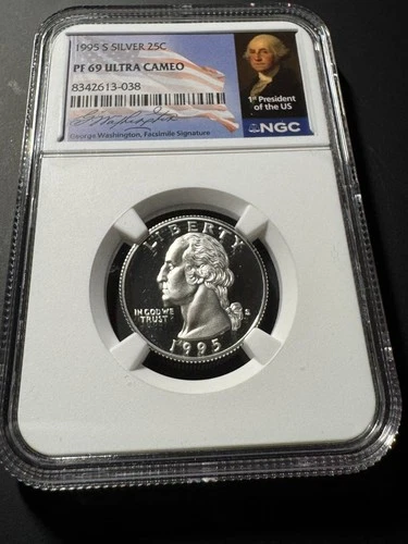 1995 "S" Silver Washington Quarter - NGC PF 69 ULTRA CAMEO - Special NGC Label