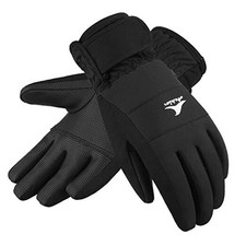 Kids Ski Gloves, Waterproof Winter Snow Snowboard Gloves L 9-10 Years Black