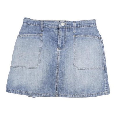 GLORIA VANDERBILT Damen Blau Jeans Mini Rock M Fronttaschen Schlitz