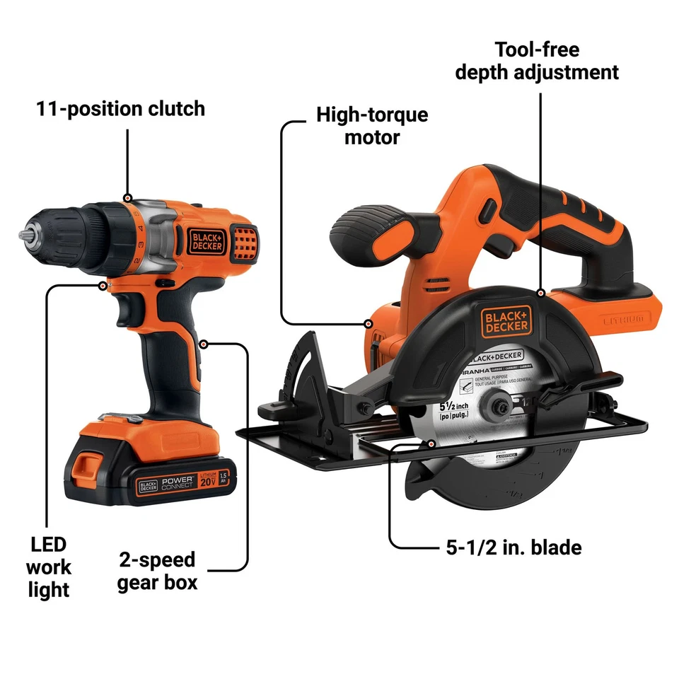 Kit combinado BLACK+DECKER 20V MAX* POWERCONNECT™ - BDCD220CS Foto 4 de 4